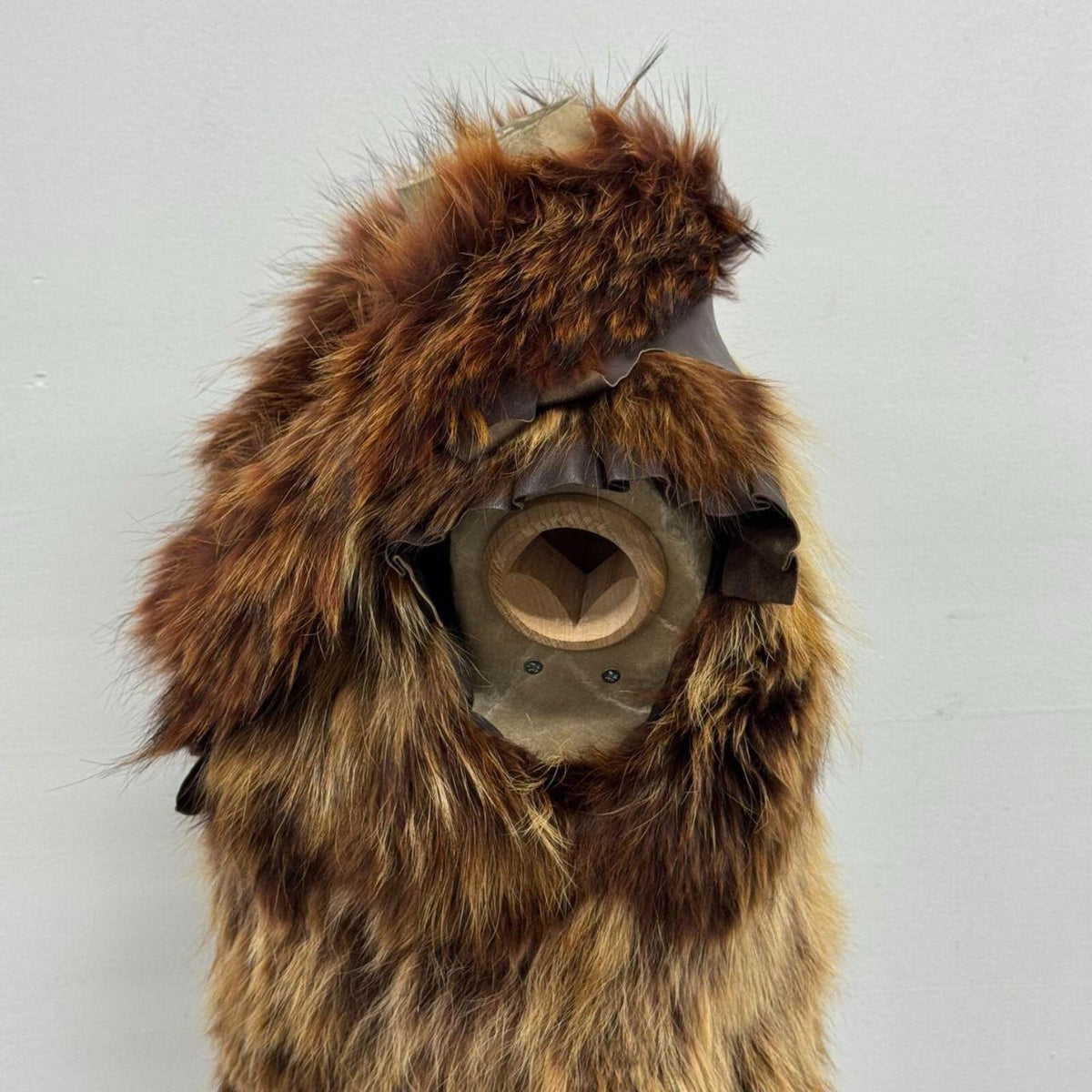Vintage Fire Brown Avant Garde Leather & Fox Fur Vest Seasky