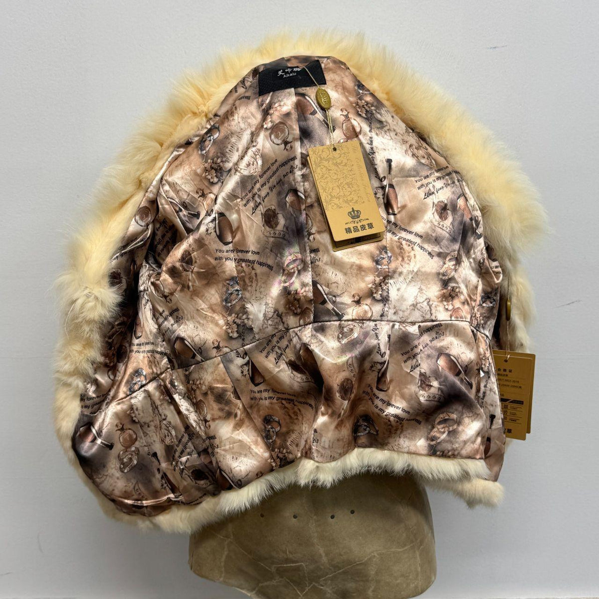 Vintage Y2K Cream Penny Lane Rabbit & Fox Fur Jacket Coat