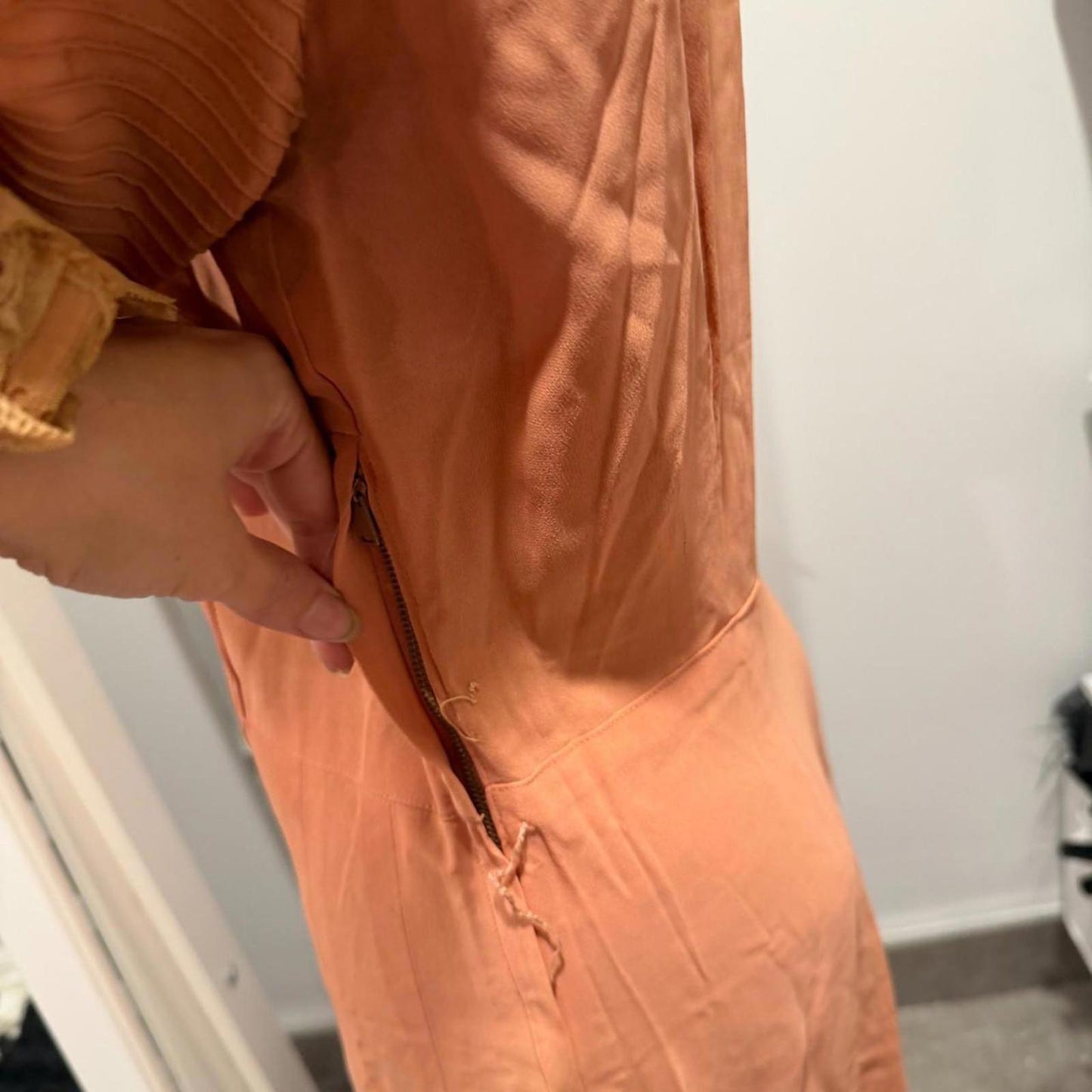 OOAK 1930s Antique Vintage Peach Pink Silk Day Dress