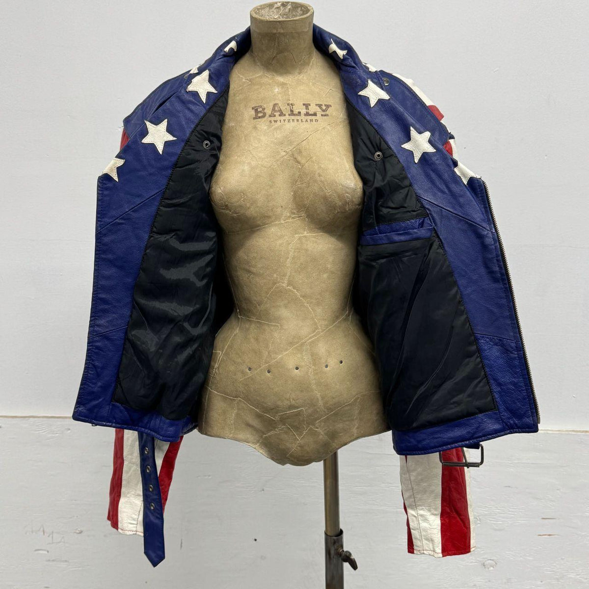 Vintage Genuine Leather "Stars & Stripes" Patriotic Motorcycle Biker Jacket