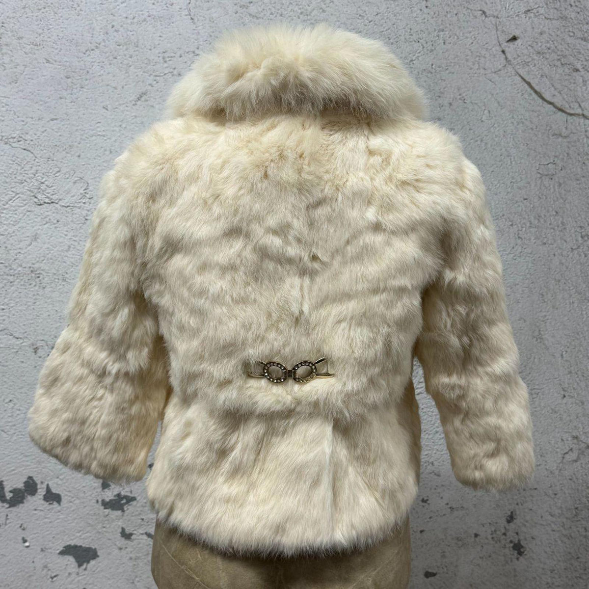 Vintage Y2K Cream Rabbit & Fox Fur Coat