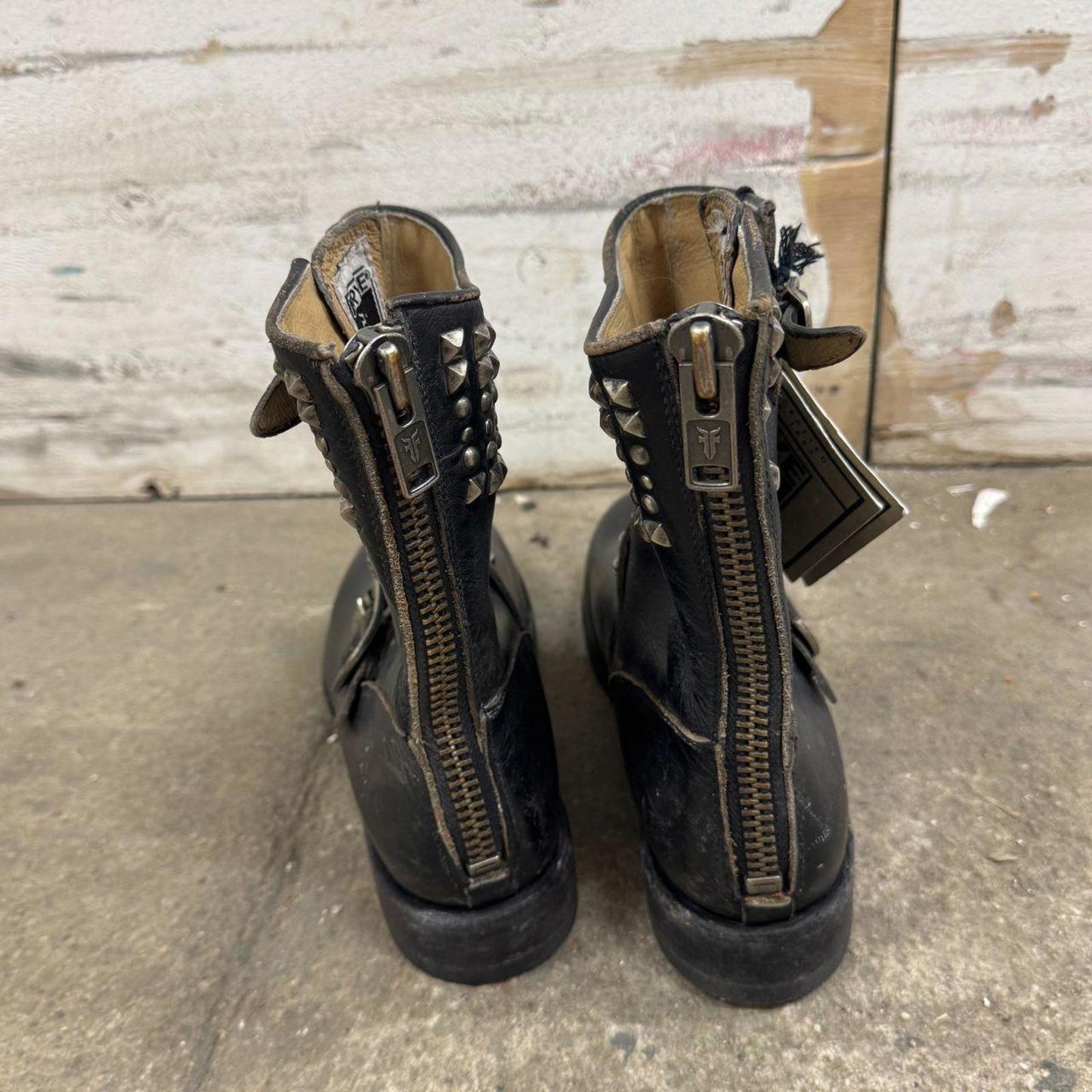 Deadstock Frye Veronica Studded Leather Moto Boots - NWT 8