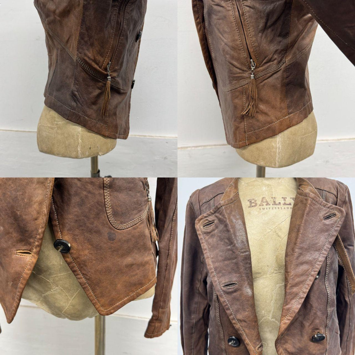 Vintage BASIC HOUSE Brown Lambskin Multi-Way Leather Jacket