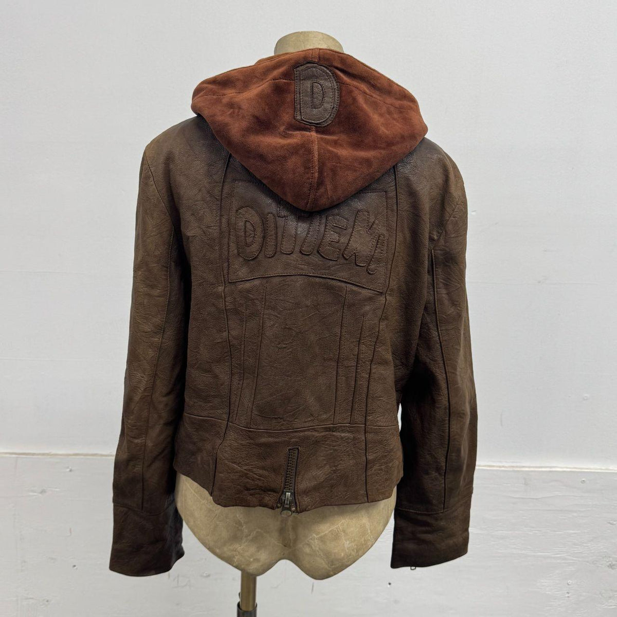 Vintage Brown Layered Hooded Y2K Leather Jacket