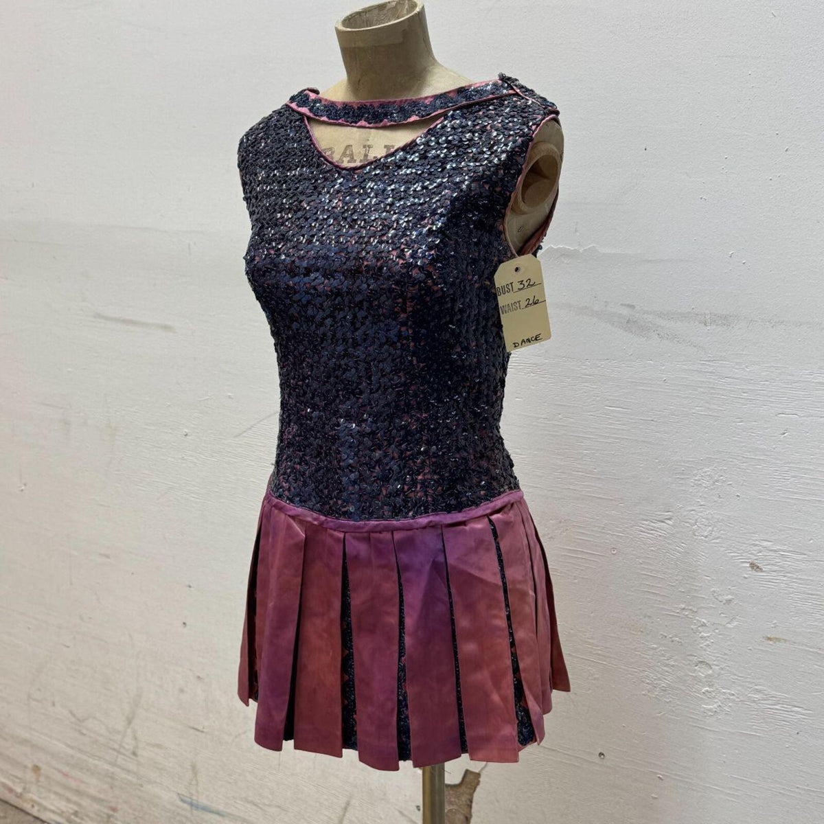 Vintage Film Costume 1960s/70s Faded Sequin Showgirl Mini Dress XS