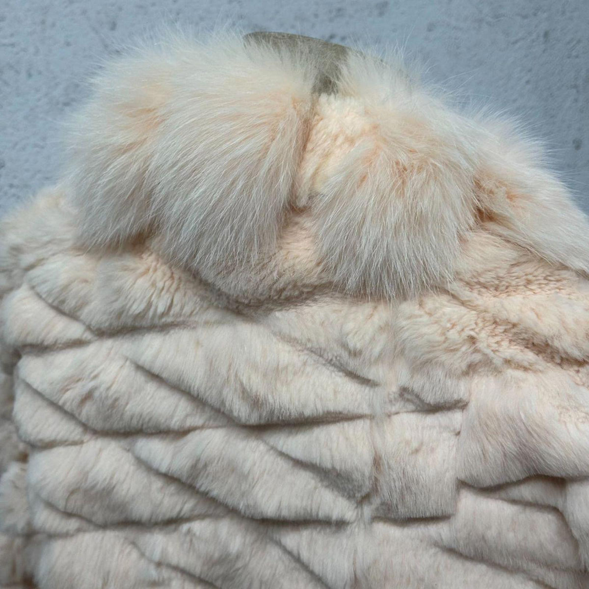 Vintage Y2k Quilted Blush Rabbit & Fox Fur Jacket Coat