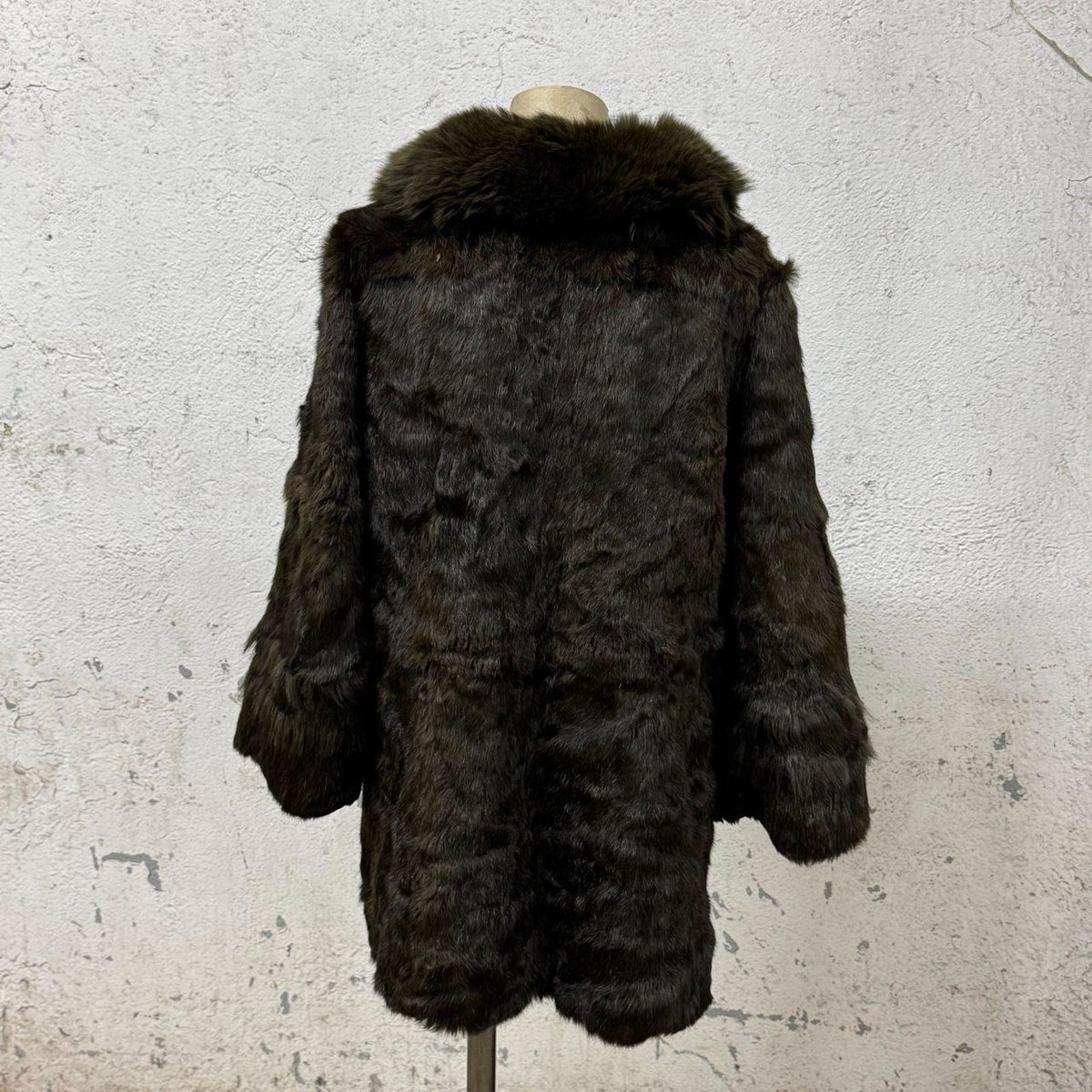 Vintage Y2K Olive Green Rabbit & Fox Fur Coat