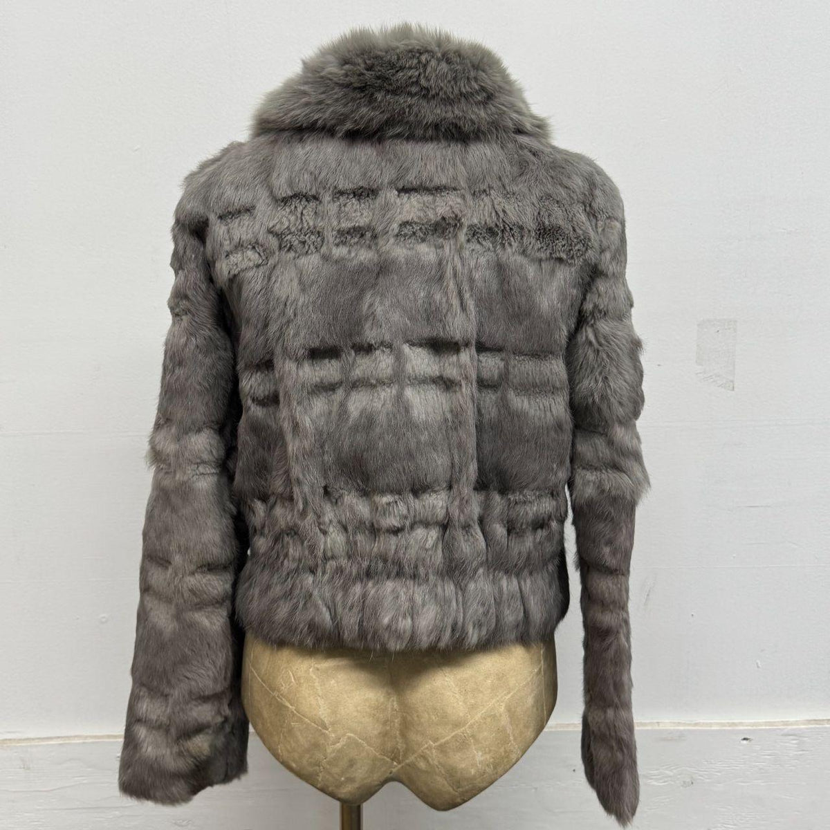 Vintage Y2K Gray Rabbit & Fox Fur Jacket Coat