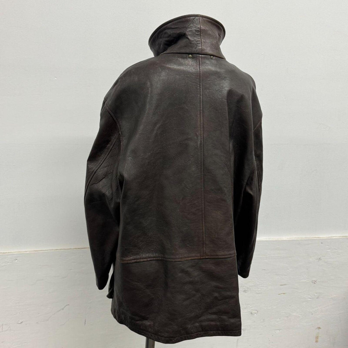 Vintage 80s C.P. Company Massimo Osti Leather Field Barn Jacket Brown L