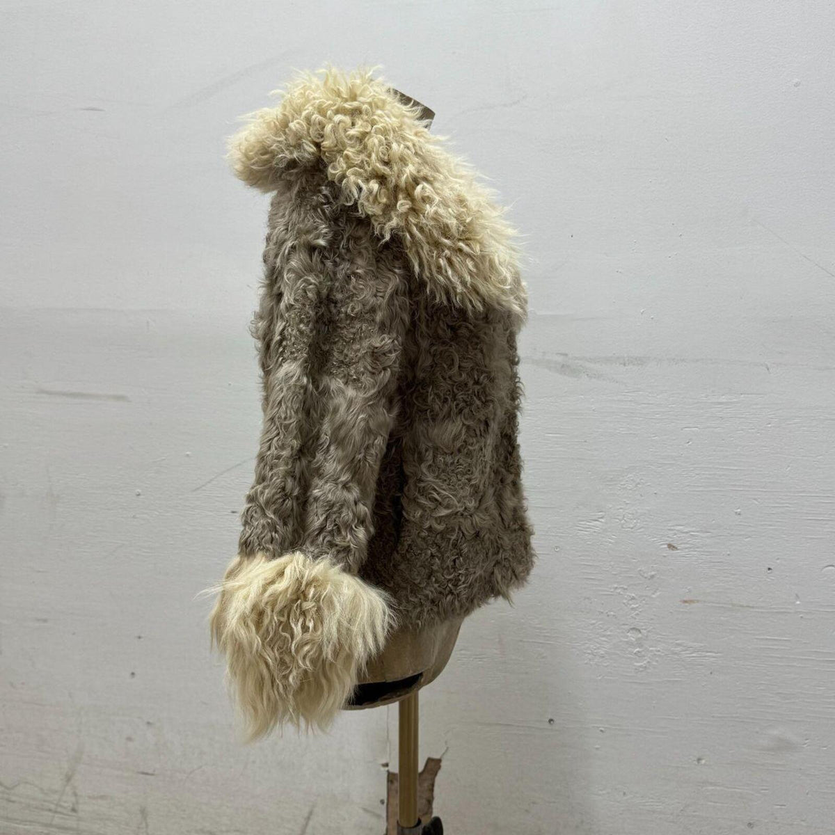 Y2K Vintage Mongolian Lamb Wool Mod Statement Jacket
