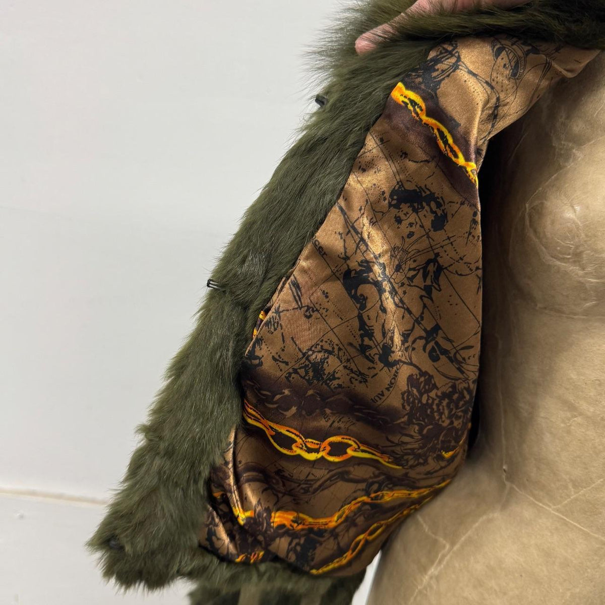 Vintage Y2K Green Rabbit & Fox Fur Pierced Jacket Coat 2