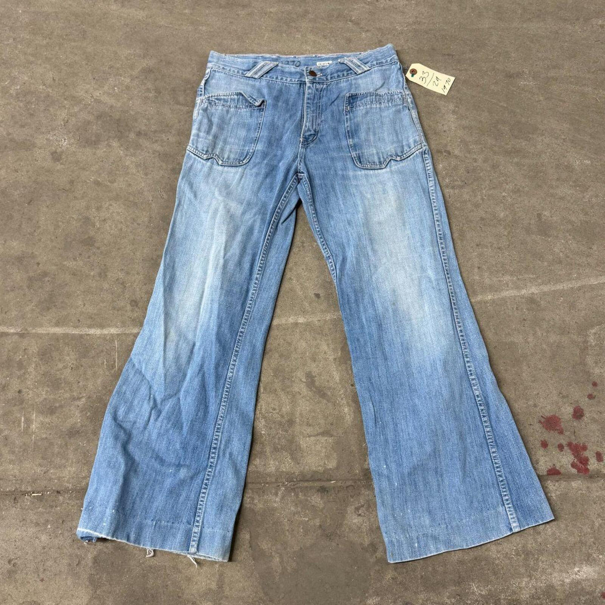 70s Vintage Hang Ten Denim Bell Bottom Flares 33x29 GRAIL