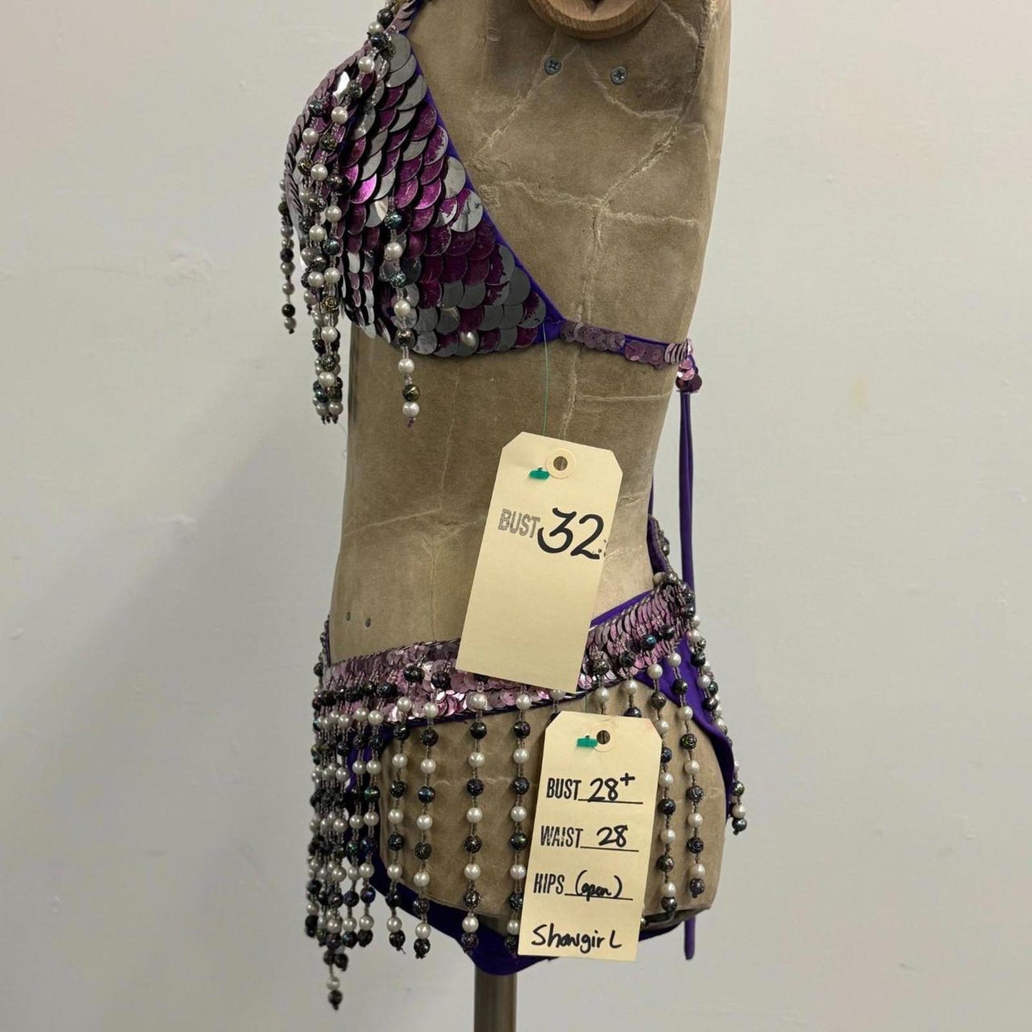 Vintage Purple & Silver Sequin Showgirl Costume Set