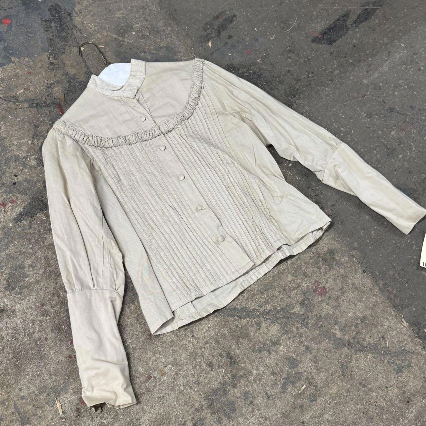 Vintage Film Costume 40s 50s Does Victorian Antique Style White Blouse M