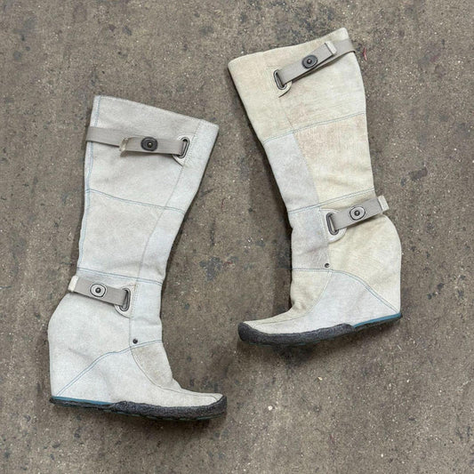 Rare Vintage Diesel Y2K Suede Wedge Boots Archival Grunge