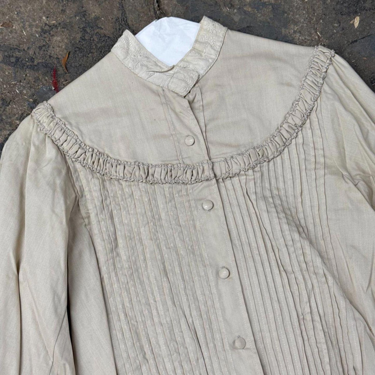Vintage Film Costume 40s 50s Does Victorian Antique Style White Blouse M