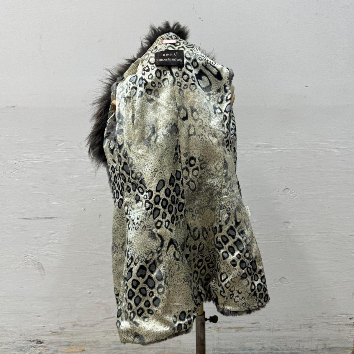 Vintage Y2K Stenciled Rabbit & Raccoon Fur Vest