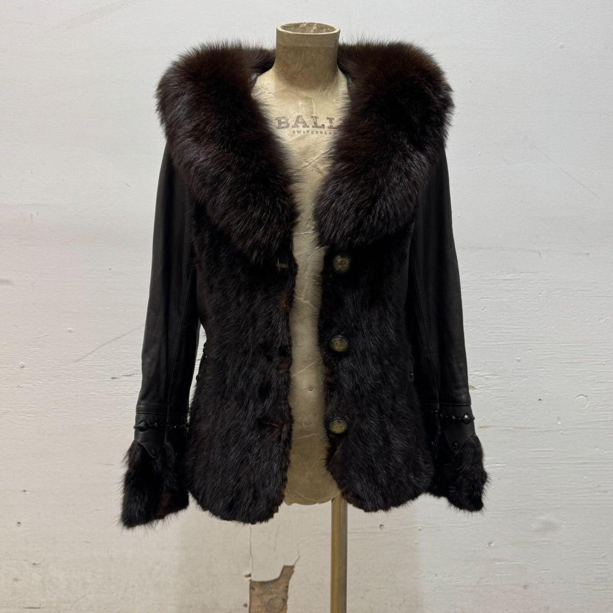 Y2K Vintage Mink Fox Luxury Fur & Leather Jacket Coat