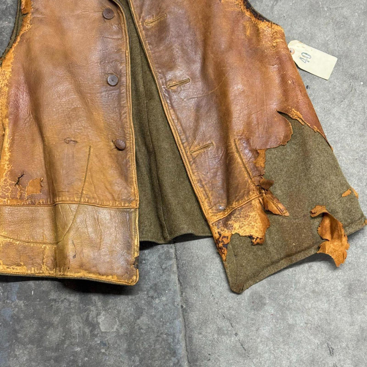 Vintage 60s 70s Leather Distressed Patchwork Western Film Costume Vest