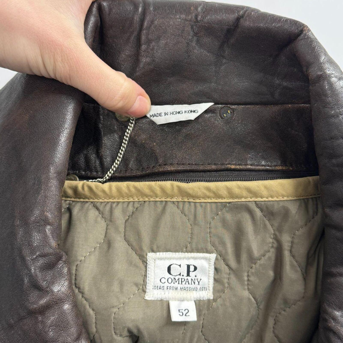 Vintage 80s C.P. Company Massimo Osti Leather Field Barn Jacket Brown L