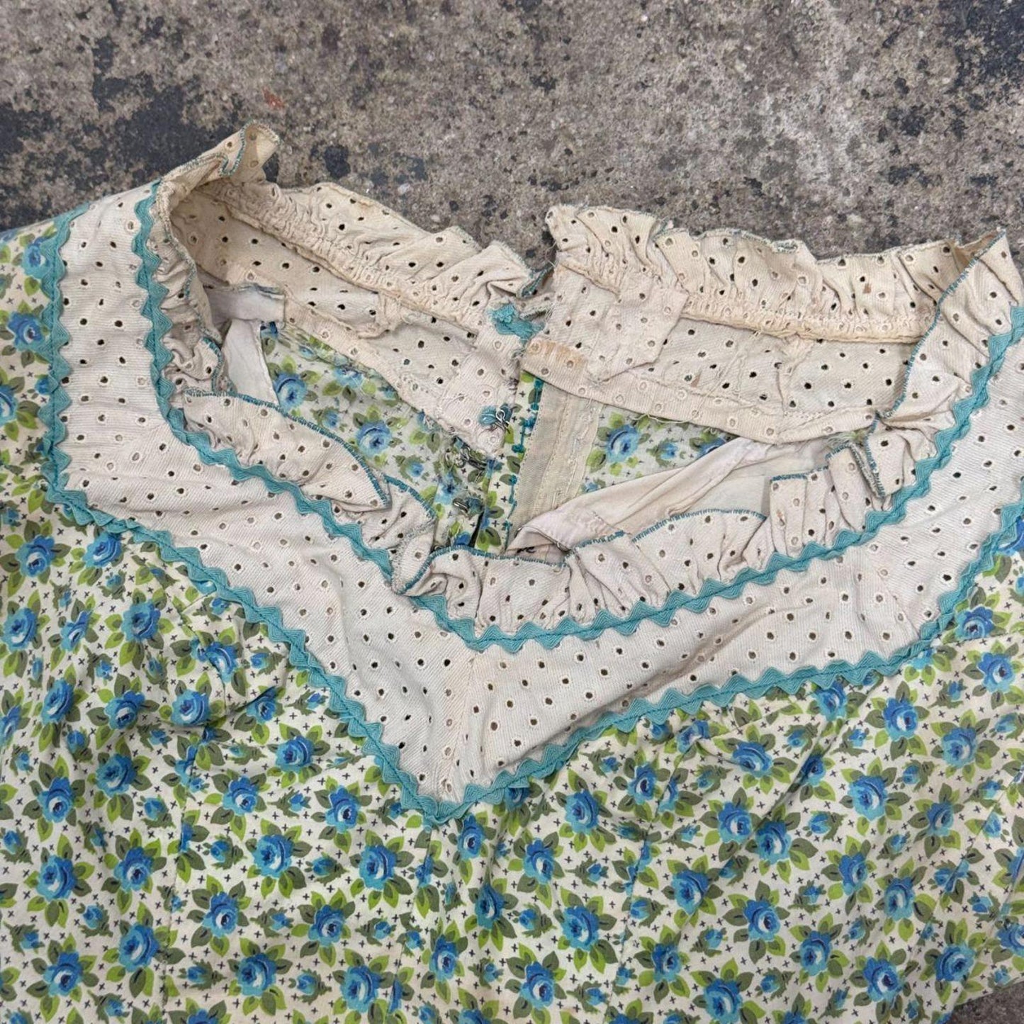 Vintage 40s does 1800s Victorian Blue 2pc Gown Prairie Dress Film Costume