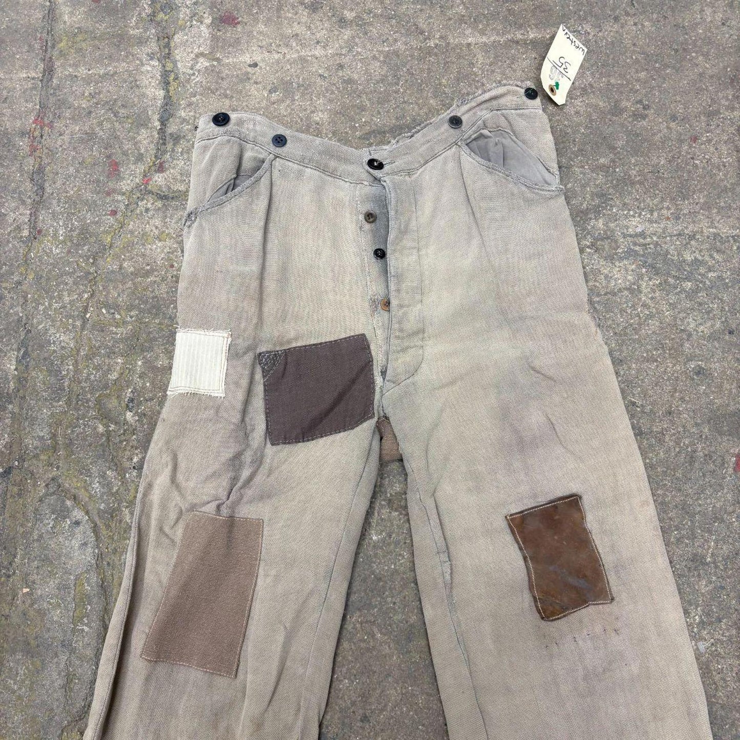 Vintage 30s 40s Patchwork Western Pants Thrashed Faded