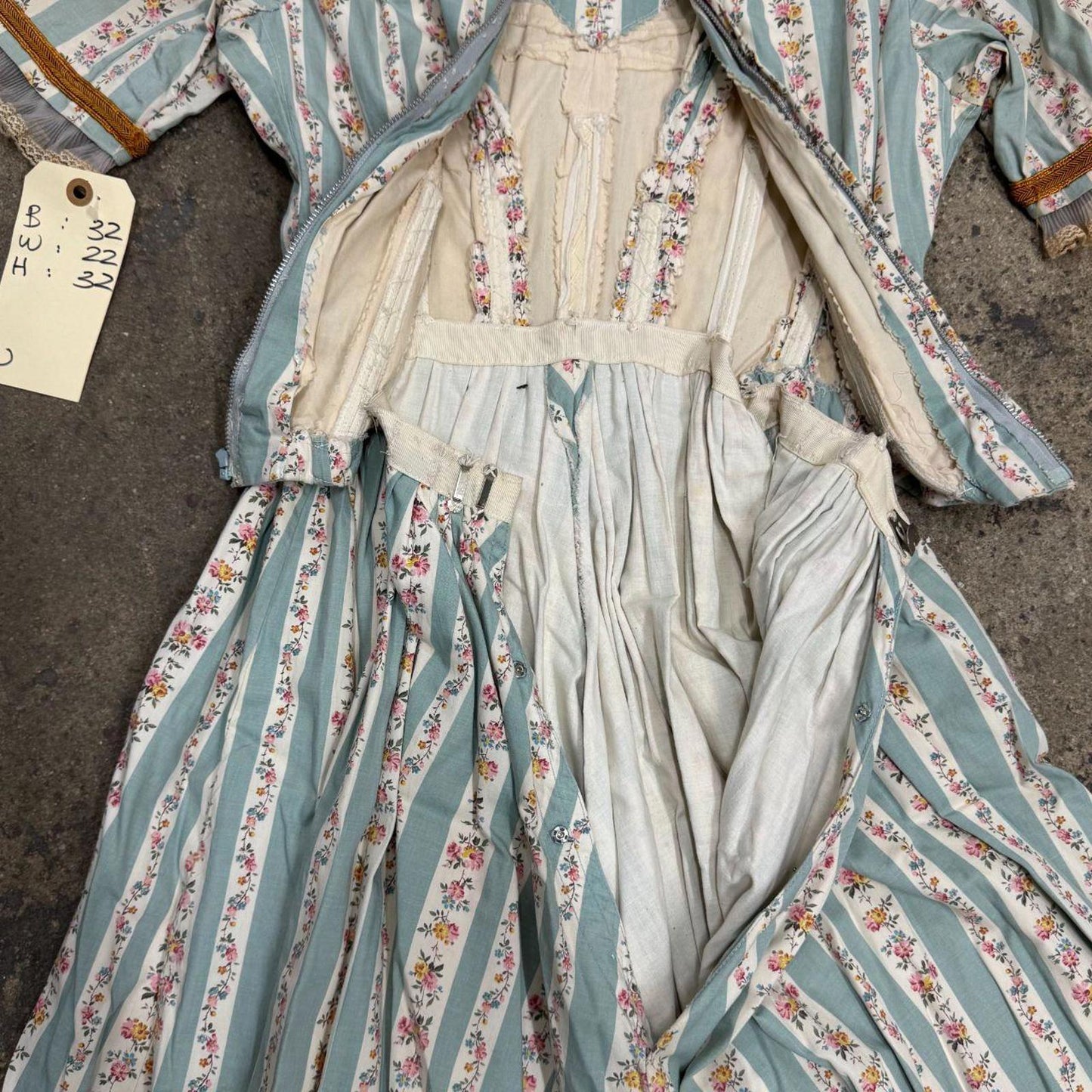 Vintage 40s does 1800s Victorian Blue Pink 2pc Gown Prairie Dress Film Costume