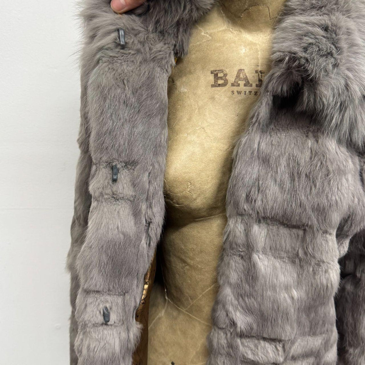 Vintage Y2K Gray Rabbit & Fox Fur Jacket Coat
