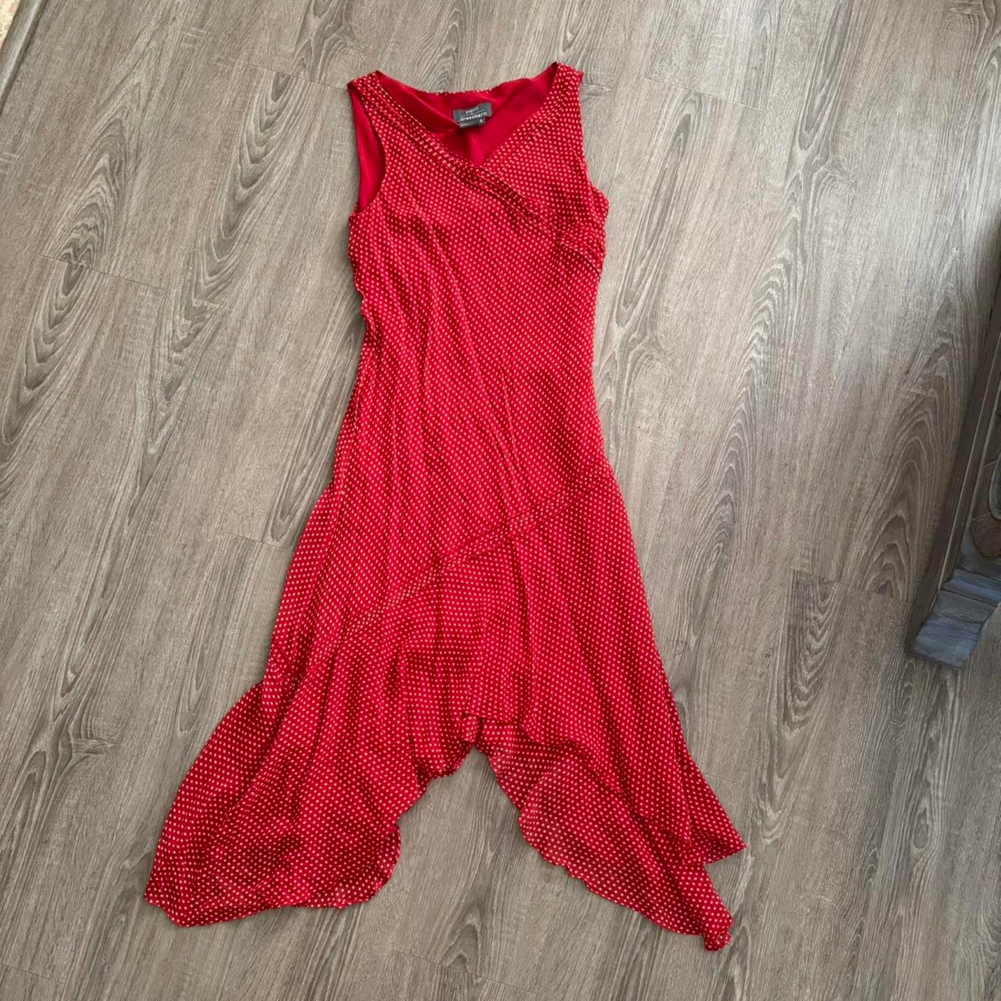 Red Polka Dot Sleeveless Midi Dress