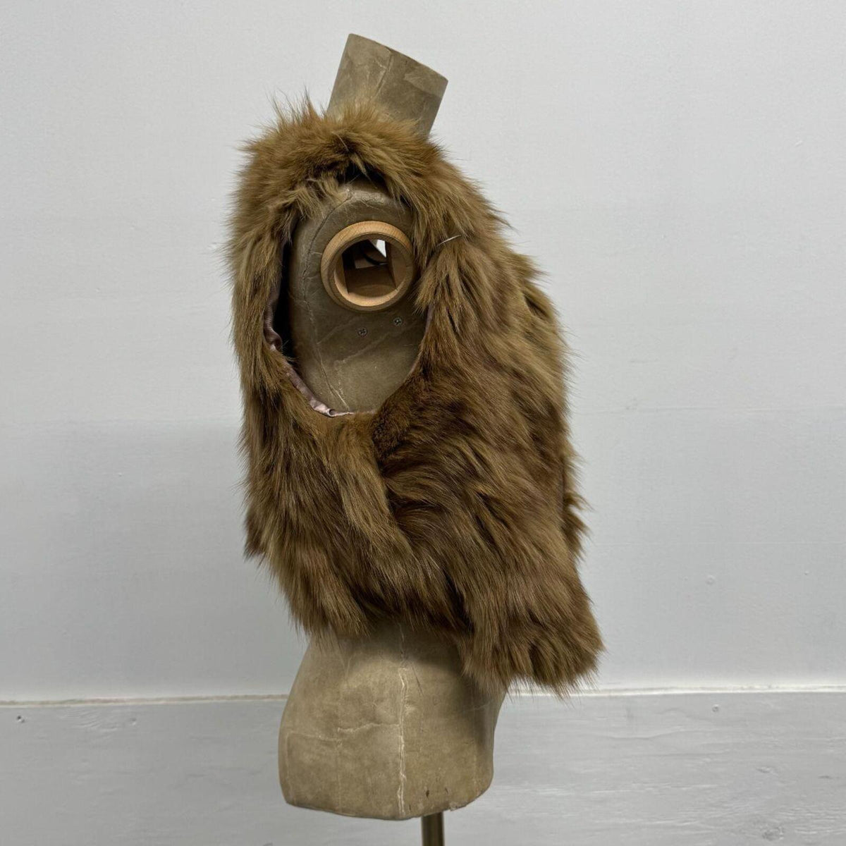 Y2K Vintage Tan Brown Genuine Fox Fur Cropped Vest