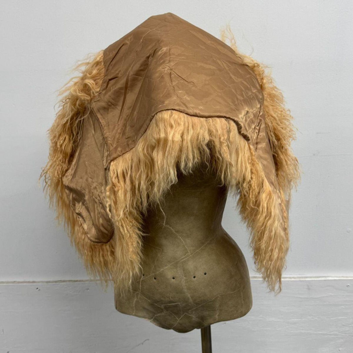 Vintage Tan Mongolian Lamb Cropped Vest