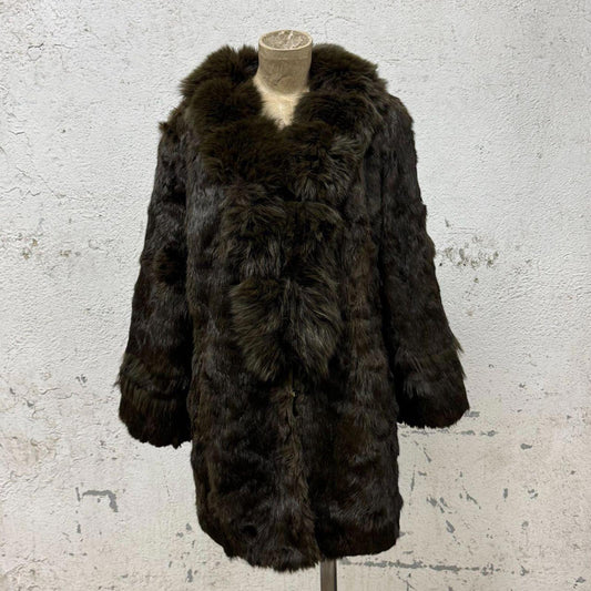 Vintage Y2K Olive Green Rabbit & Fox Fur Coat