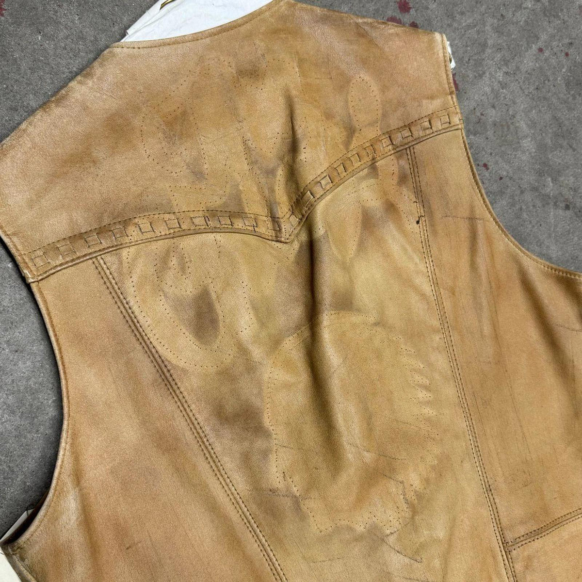 Vintage 60s 70s Suede Buckskin Western Film Costume Vest Ghosted Thrashed