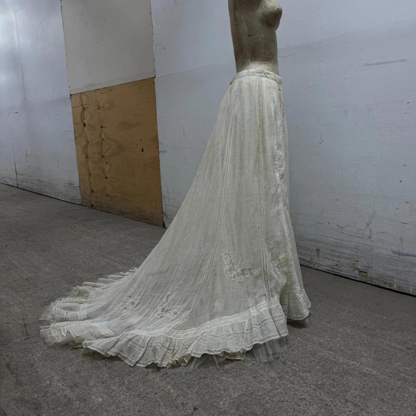 Antique Edwardian Butterfly Lace Petticoat Walking Skirt