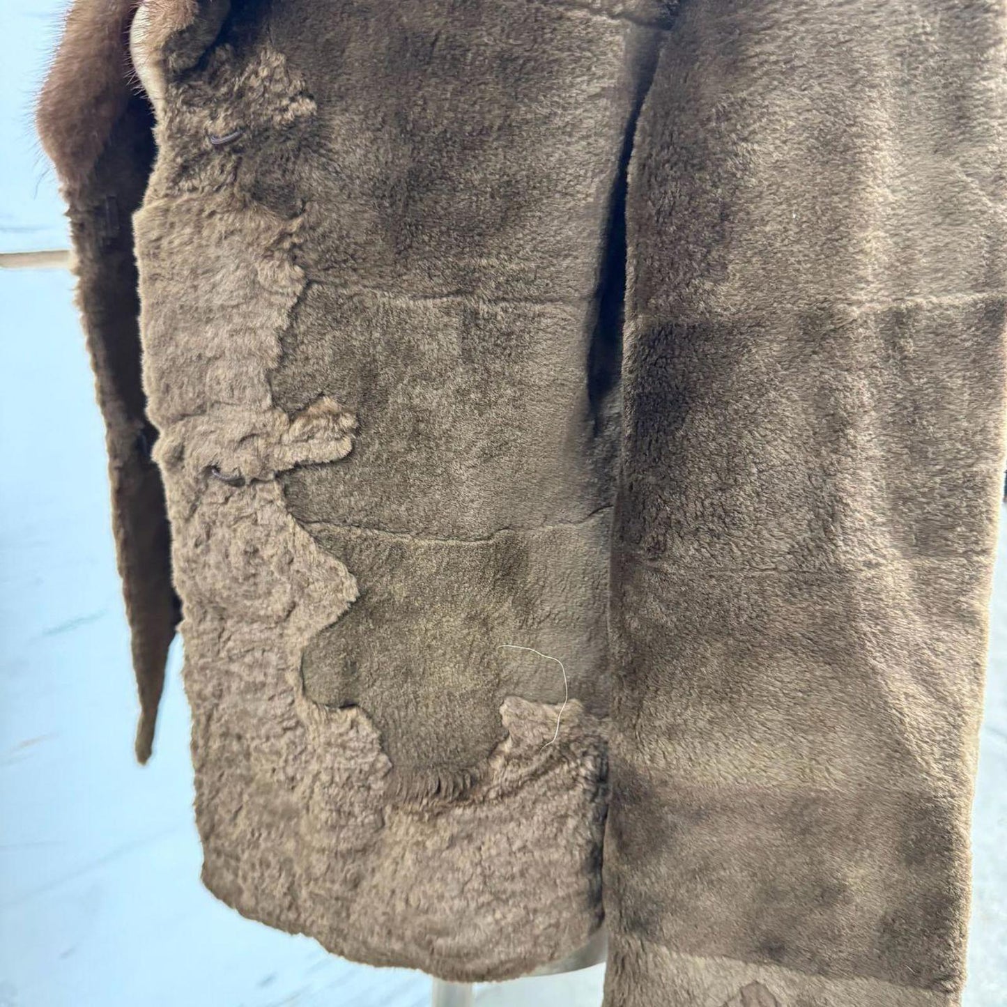 90s Vintage Mink Collar Plush Mixed-Texture Jacket