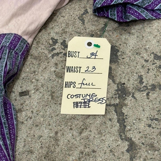 70s does 40s Vintage Purple & White Striped Cotton Prairie Dress Film Costume