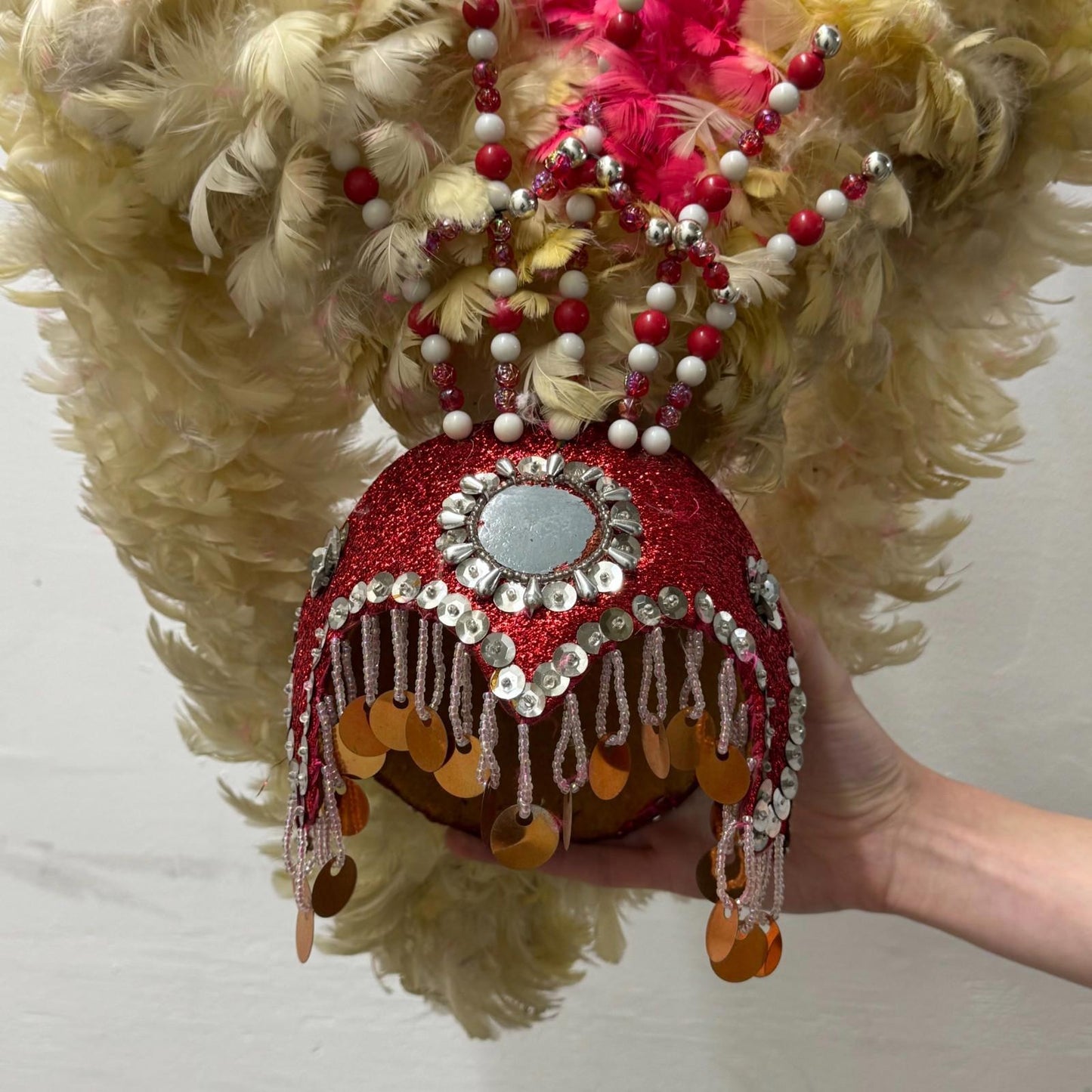 Vintage 60s 70s Hollywood Showgirl Feather Headdress Film Burlesque Costume