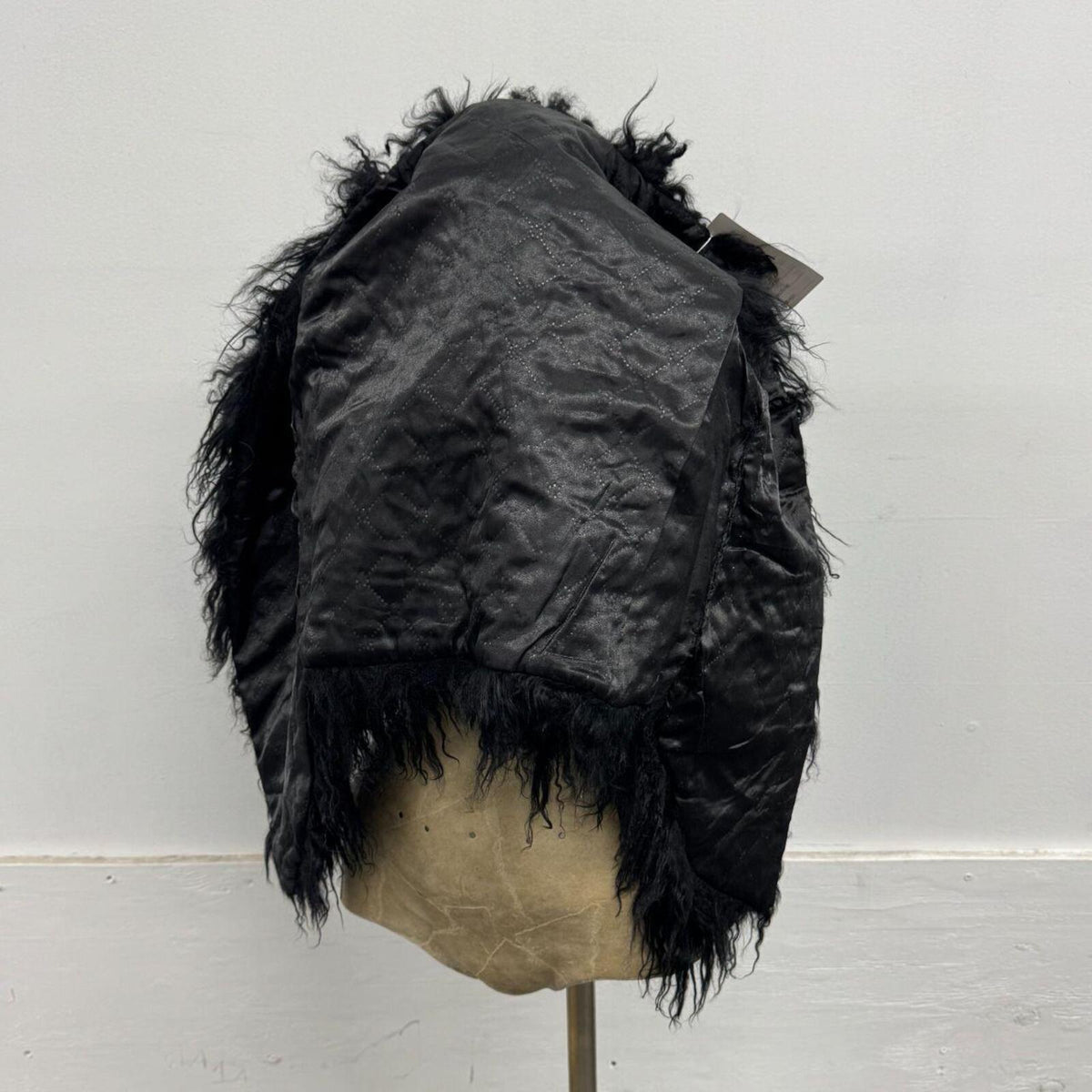 Vintage Black Mongolian Lamb Cropped Vest