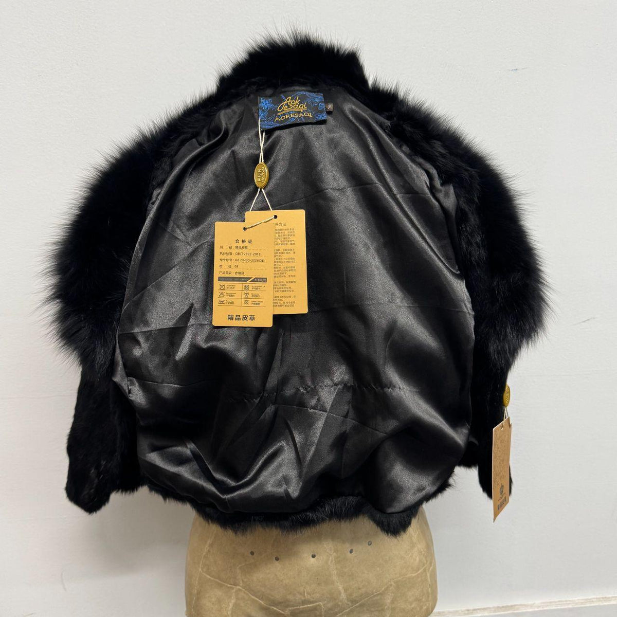 Vintage Y2K Black Rabbit & Fox Fur Jacket Coat