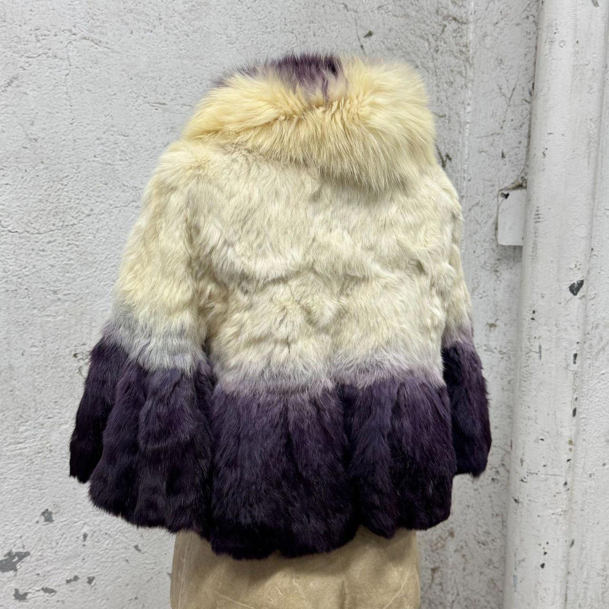 Vintage Archival Y2K Ombré Rabbit & Fox Fur Crop Jacket Coat