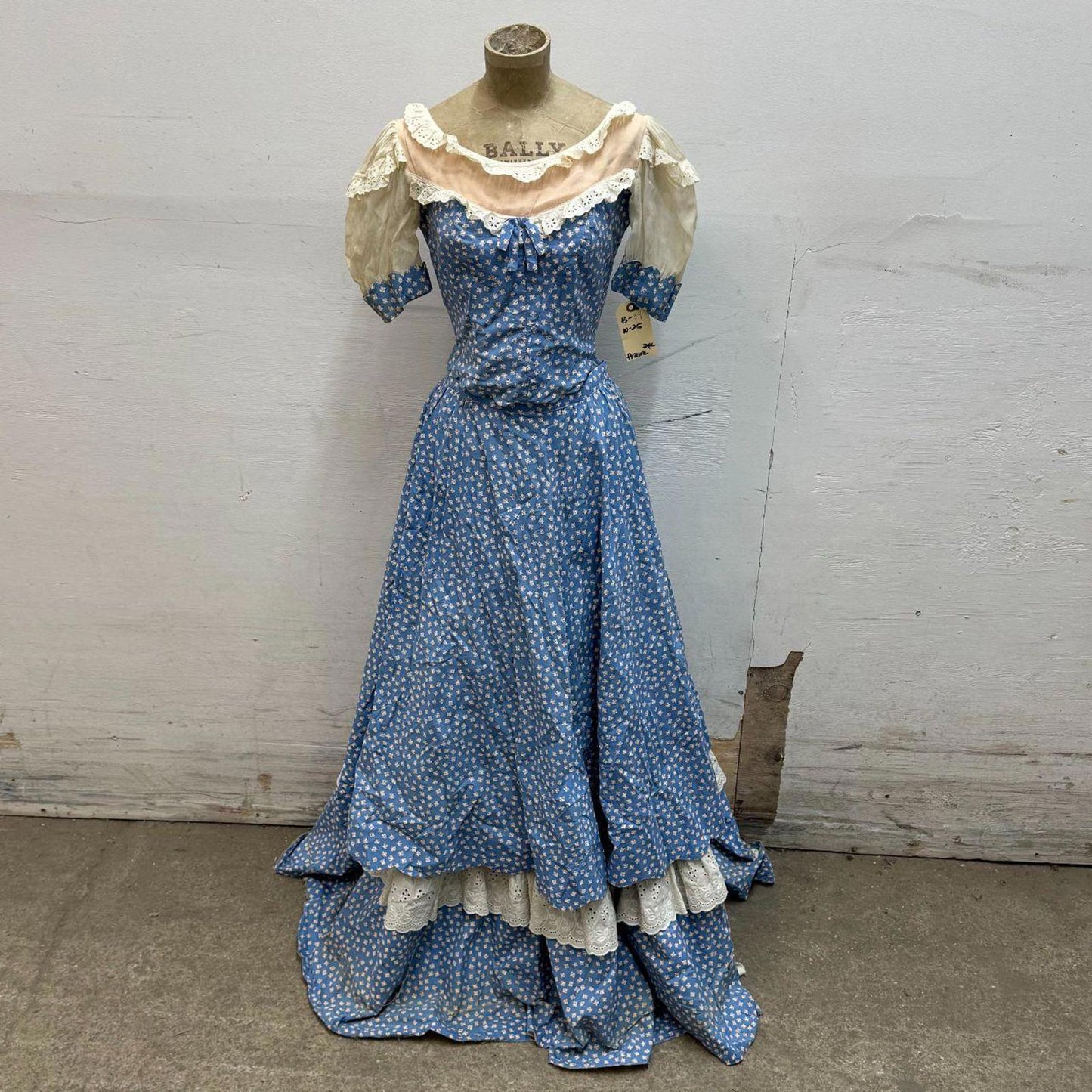 Vintage 1950s Studio-Made Blue Calico Tiered Western Prairie Dress Movie Costume