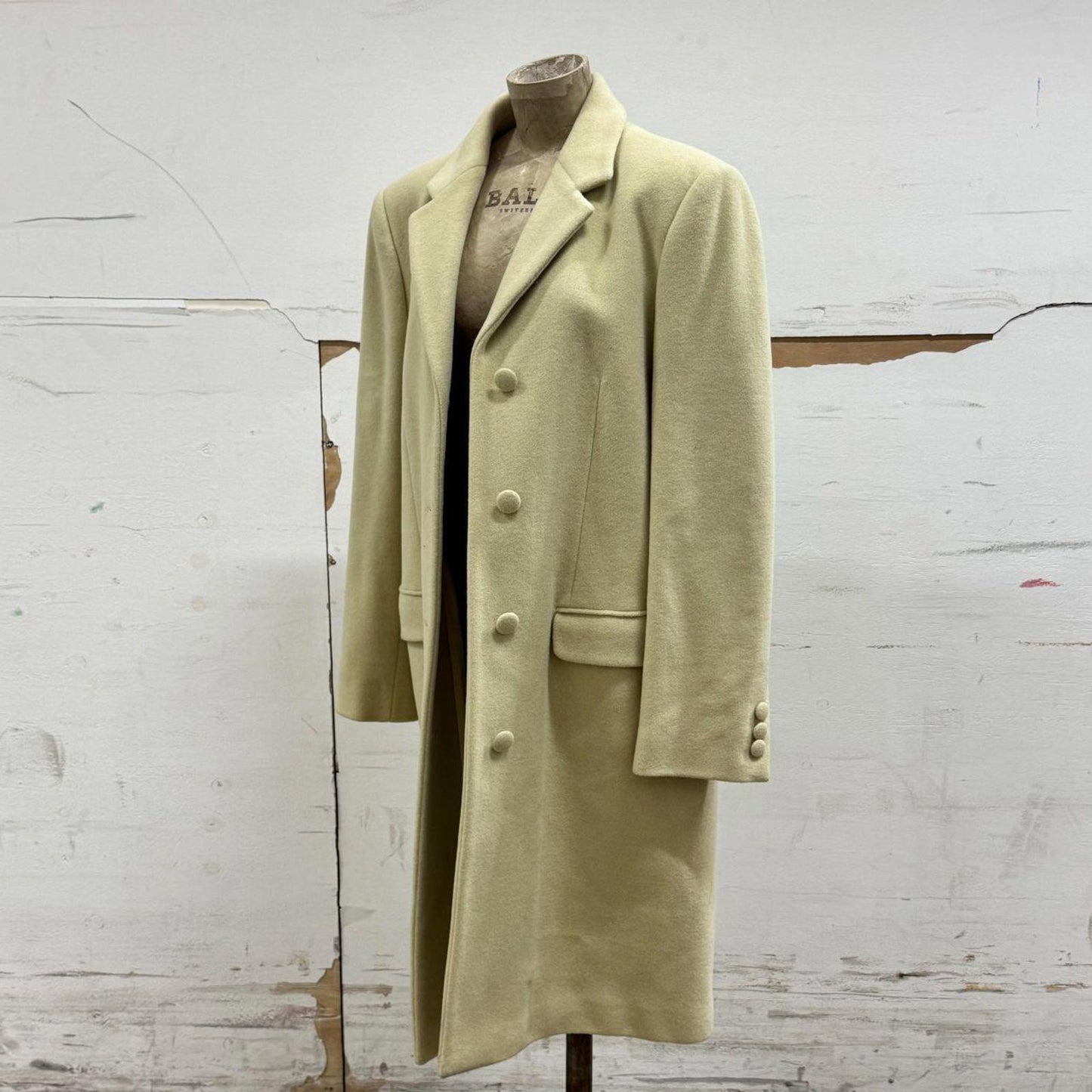 90s Vintage Makola Pale Sage Wool Longline Coat
