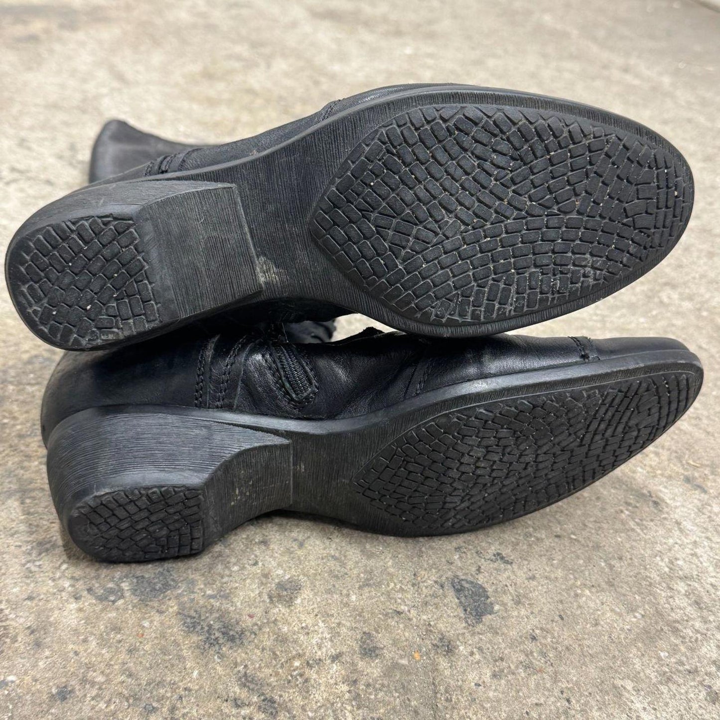 Vintage Luzzi Black Genuine Leather Lace-Up Tall Biker Boots