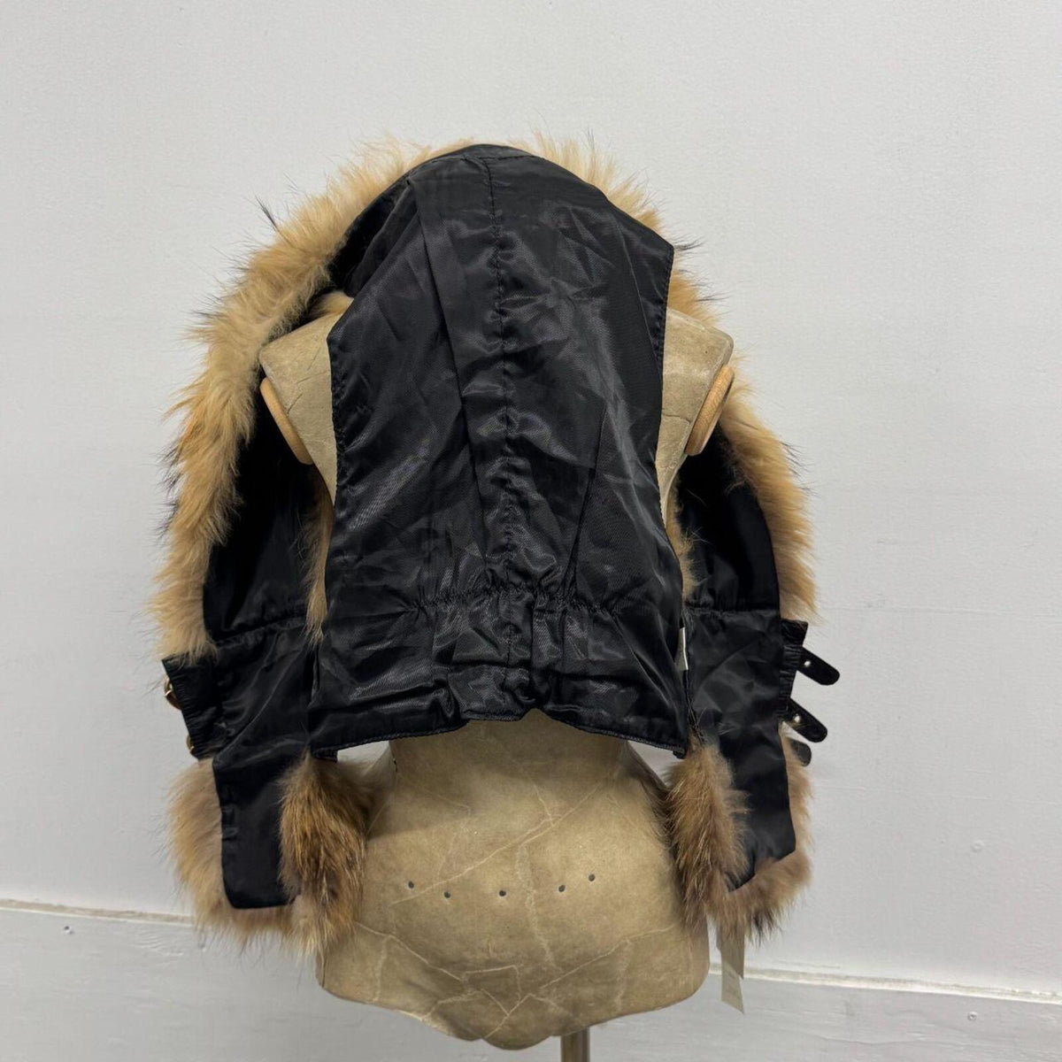 Vintage Y2K Raccoon Fur & Leather Belted Vest