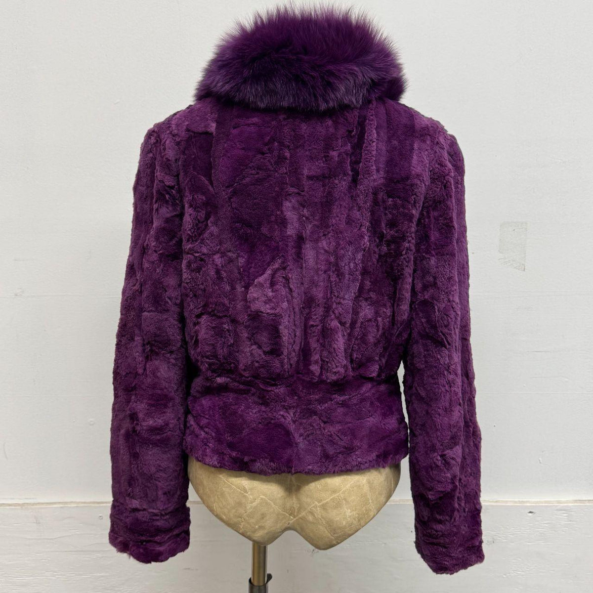 Vintage Y2K Purple Rabbit & Fox Fur Jacket Coat