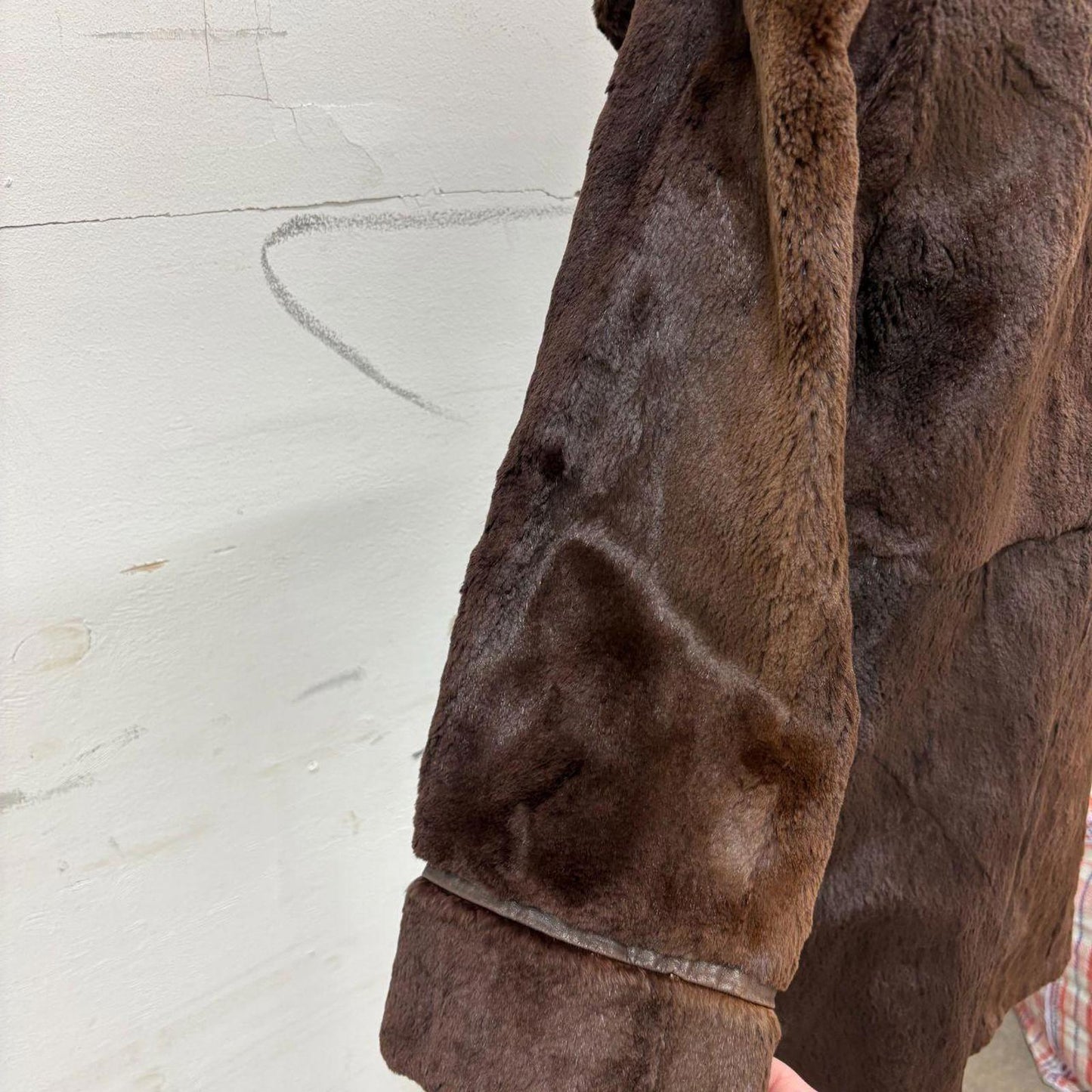 Vintage Chocolate Brown Rabbit or Nutria Real Fur Coat