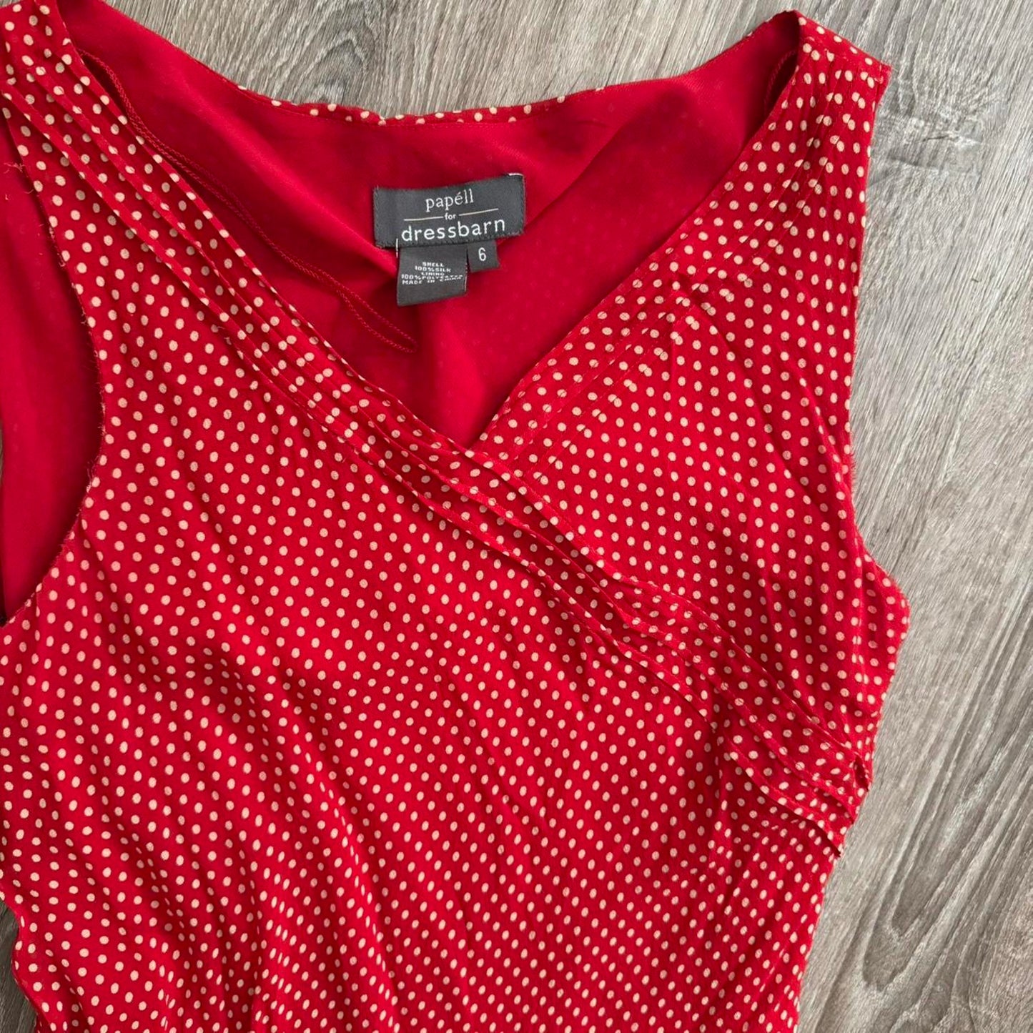 Red Polka Dot Sleeveless Midi Dress