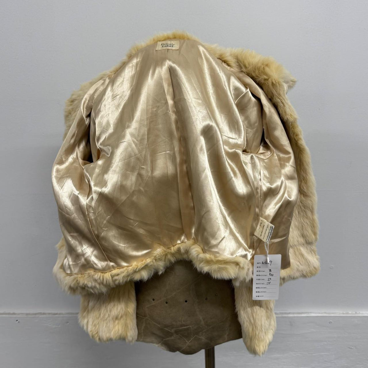 Vintage Cream White Rabbit Fur Jacket Coat
