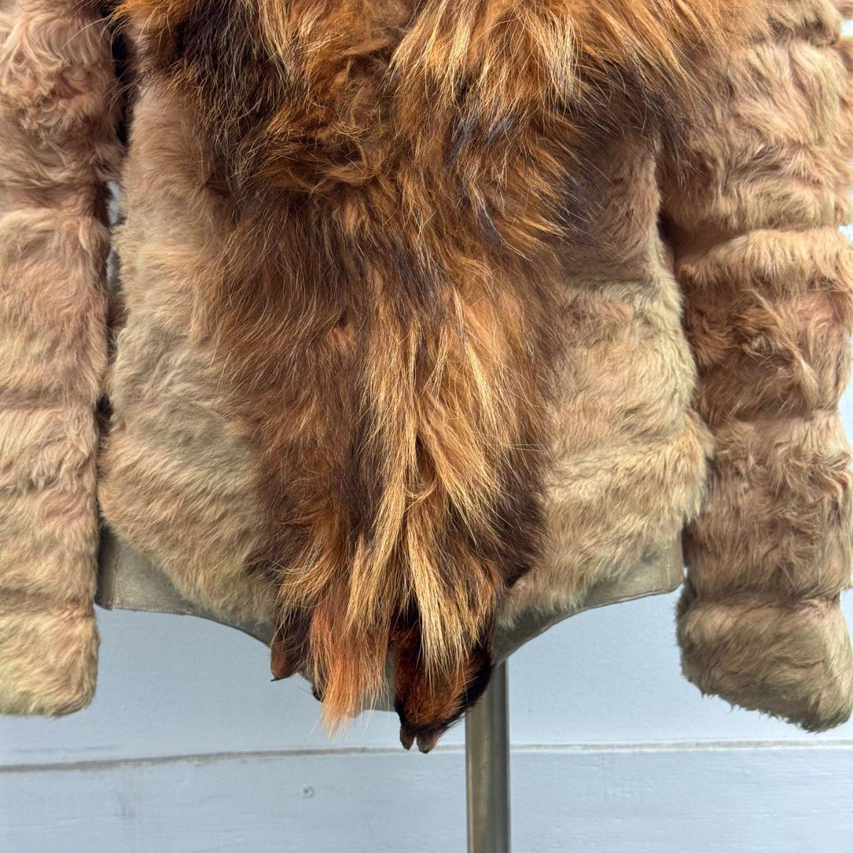Vintage Y2K Gray Real Raccoon Fur Jacket Coat
