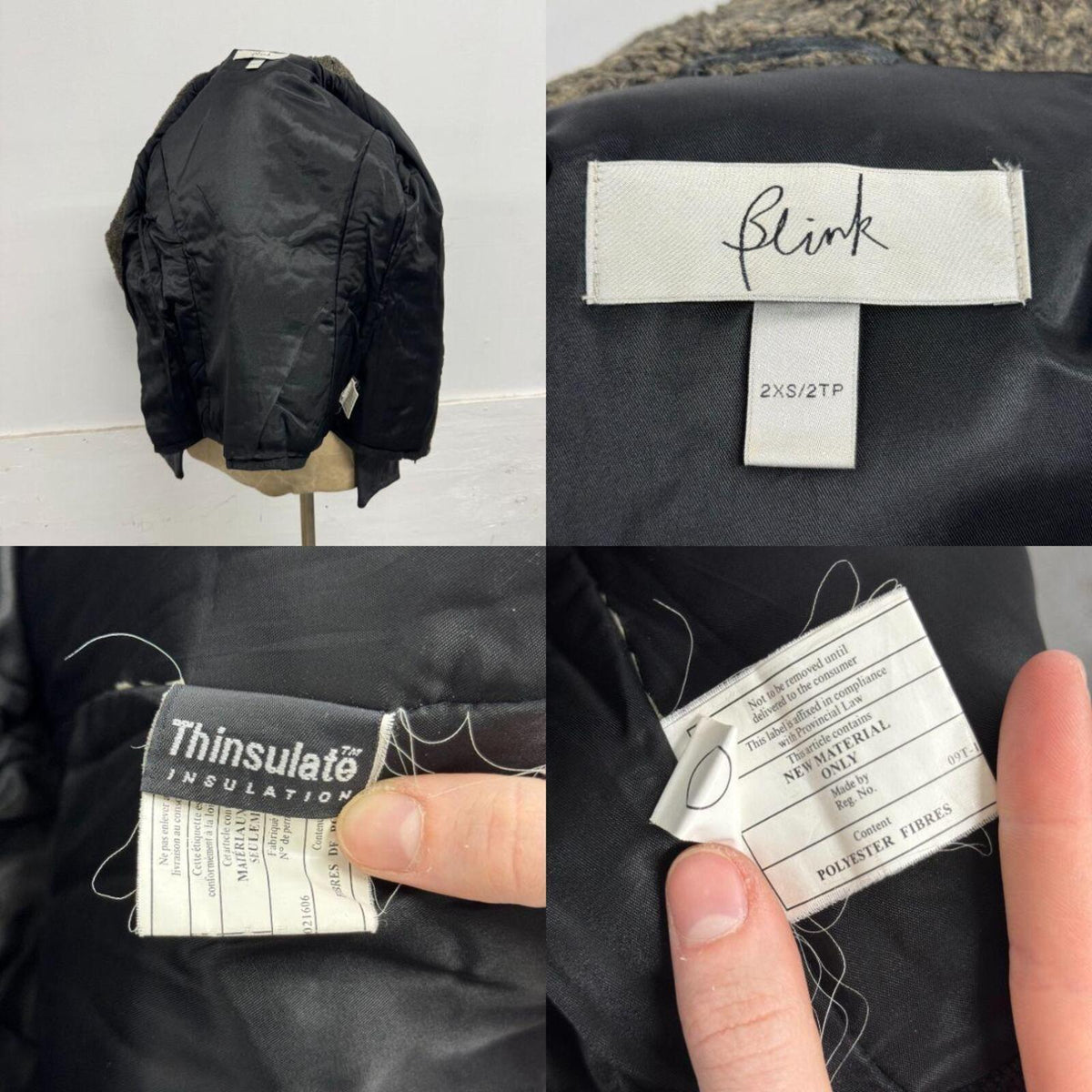 Vintage Black Funnel Neck Asymmetric Faux Leather Jacket Blink